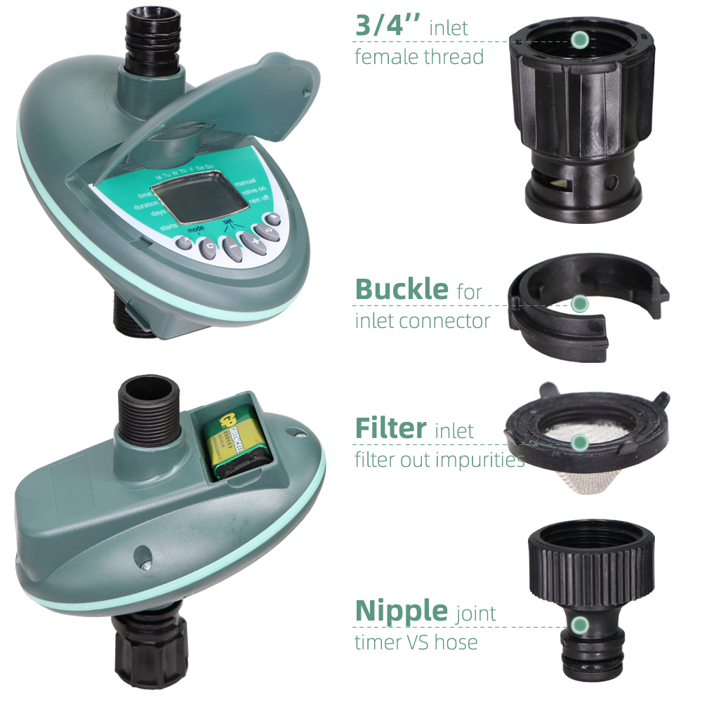 Temporizador de riego programable para jardín, controlador de sistema de riego por goteo, pantalla LCD programable automática, para balcón, patio, plantas