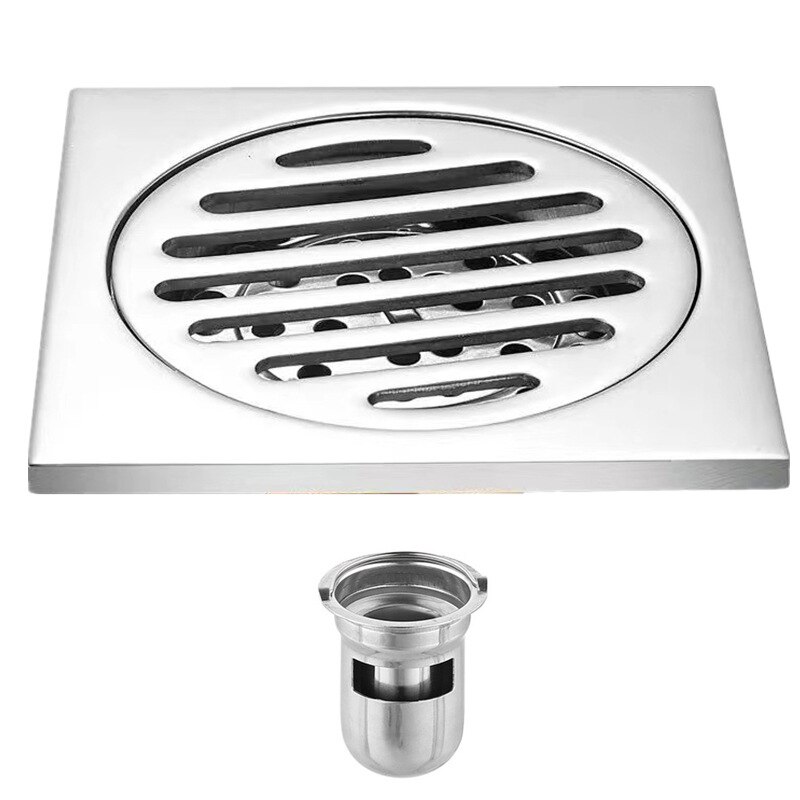 Drenaje de suelo de acero inoxidable 304 grueso, 6cm, baño, a prueba de olores e insectos, sello de agua profunda, drenaje de suelo de doble uso: b stainless steel A
