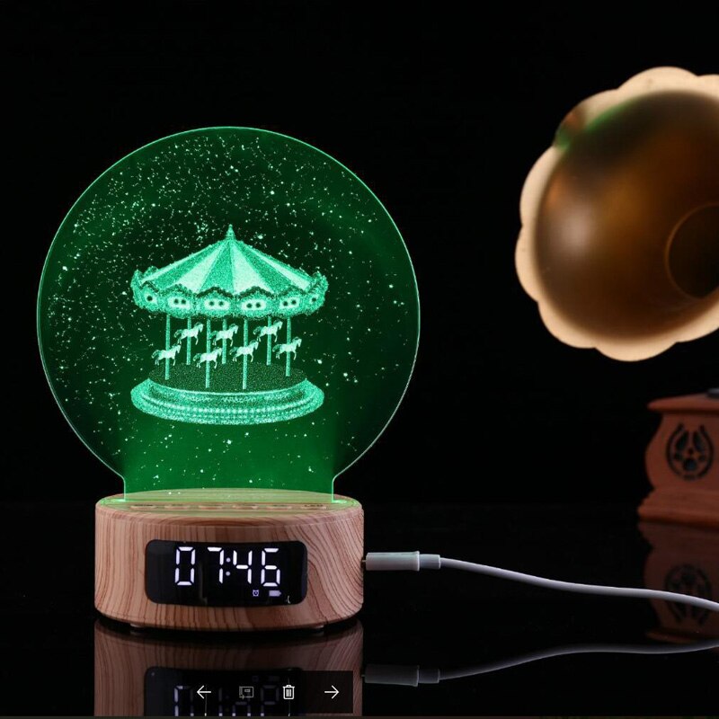 Led Night Light Bluetooth Speaker Night Light Strange Bedroom Situation Night Light Multi-Function Bedside Lamp: Carousel