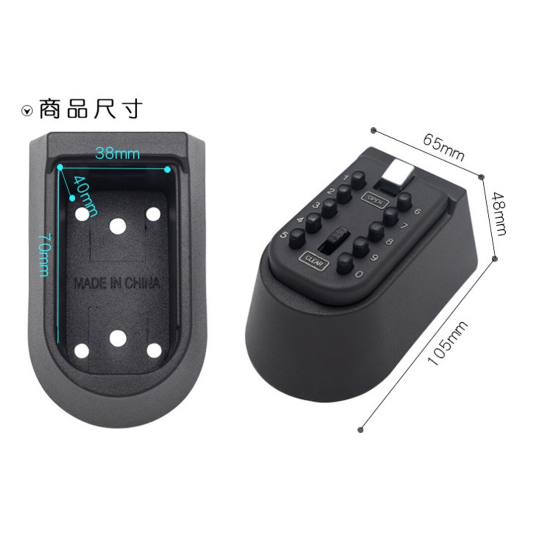 Key Safe Box Wall Mounted 4 Digits Passwords Combination Lock Case Indoor Outdoor Aluminum Alloy Key Box