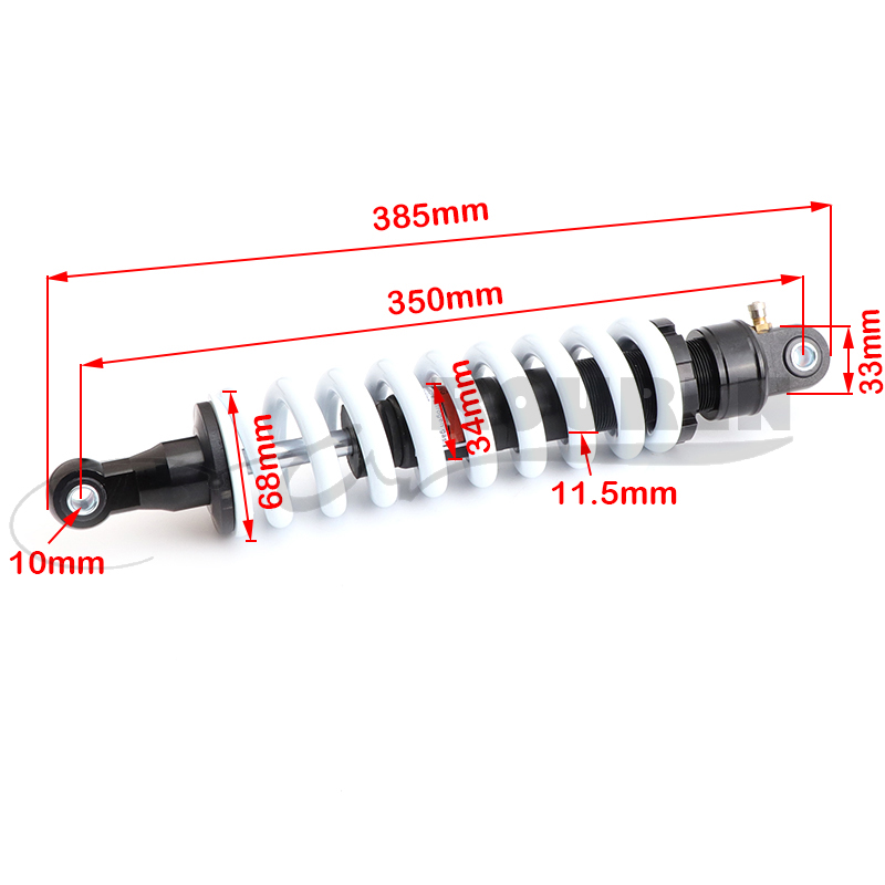Amortiguador trasero de 10mm, agujero de montaje de 350mm, suspensión para moto Cross Dirt Pit Bike