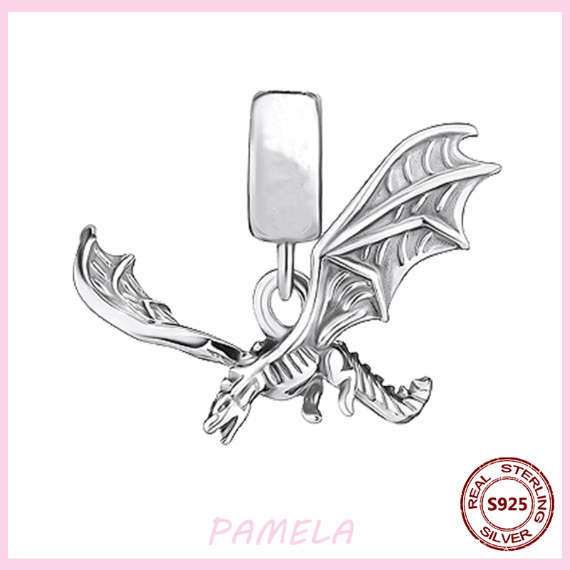 PAMELA-abalorios de plata esterlina 925 para mujer, abalorios de flamenco rosa, perro, búho, Animal, bricolaje para pulsera colgante Original, joyería de: YBT748
