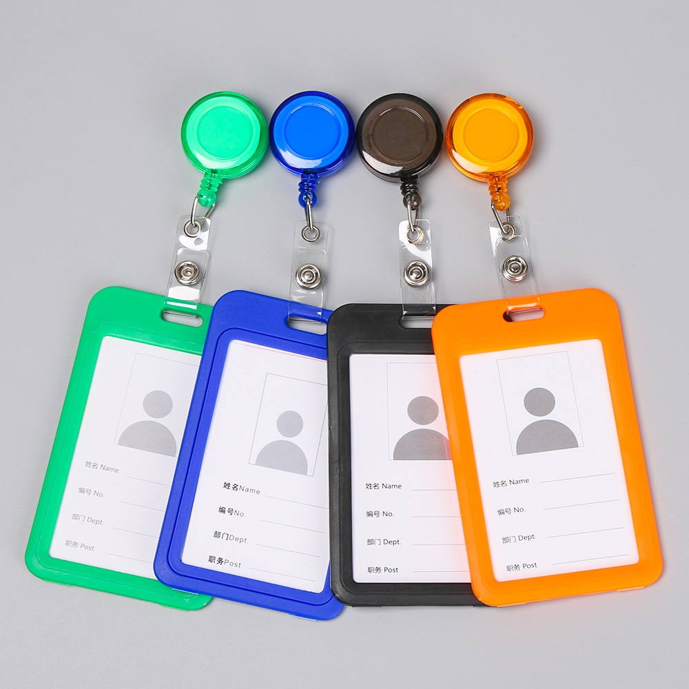 No Zipper Cheap Bank Credit Card Holders Bus ID Holders Identity Red Yellow Blue Badge with Retractable Reel