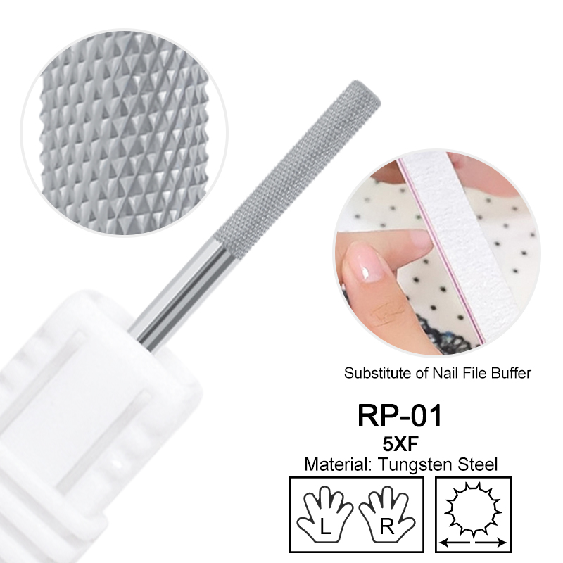 Nail Buffer Bit Polishing Carbide Grinding Tools Tungsten Steel Drill Files Left Right Hand Milling Cutter Manicure Accessories: Light Grey