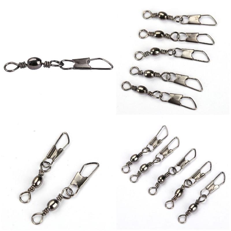 100Pcs Vissen Barrel Swivel Pin Connector Solid Ringen Met Interlock Snap TOO789
