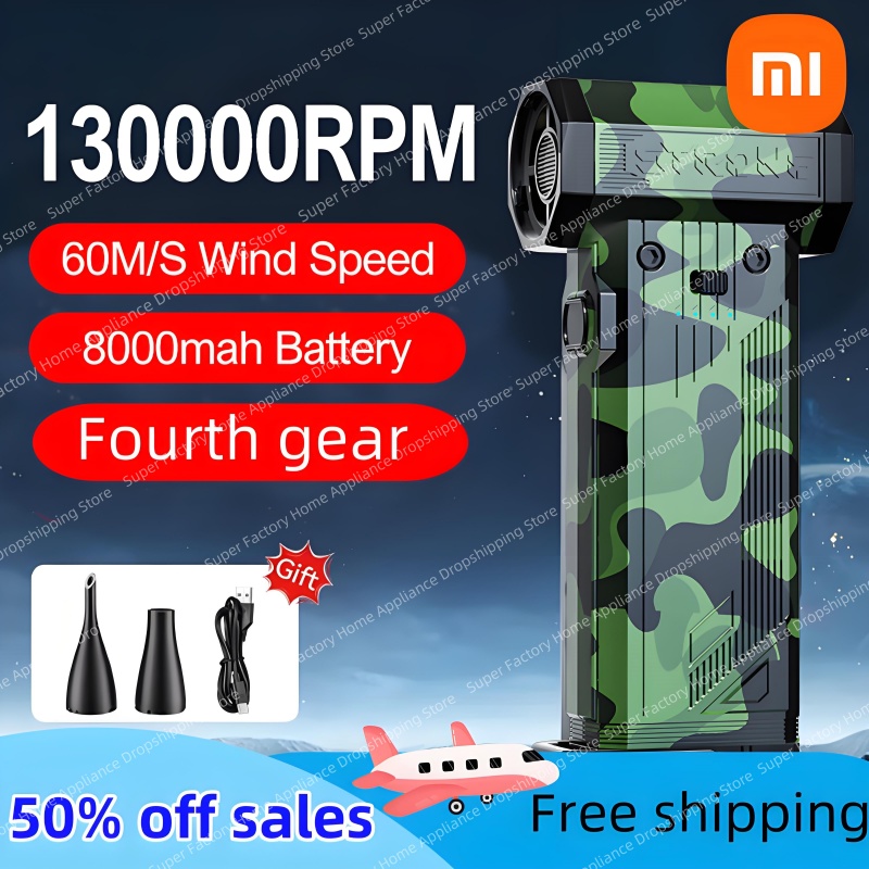 Xiaomi 130000 Rpm Gewelddadige ventilator Sterke krachtige luchtblazer Stofreiniger Type-c Opladen 60 m/s 8000 mAh Borstelloze Turbo Jet Blower