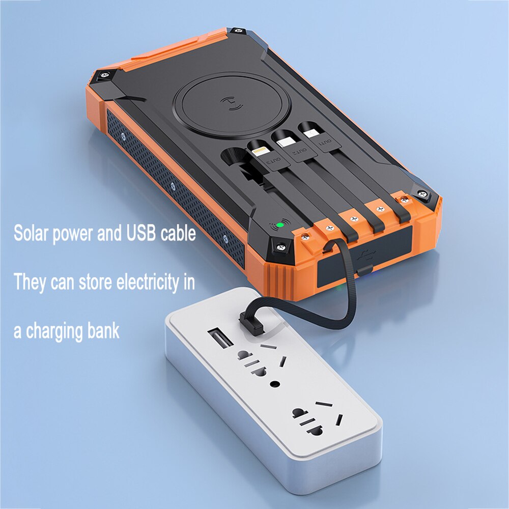 20000mah mobilepower cabo auto-contido energia móvel solar compartilhada universal caso macio telefone móvel neutro sem fio power bank