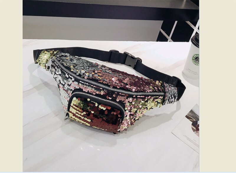 Women Waist Packs Girls Sequins Glitter Bag Fanny Pouch Hip Purse Satchel Chest Casual Ladies Handbags: D