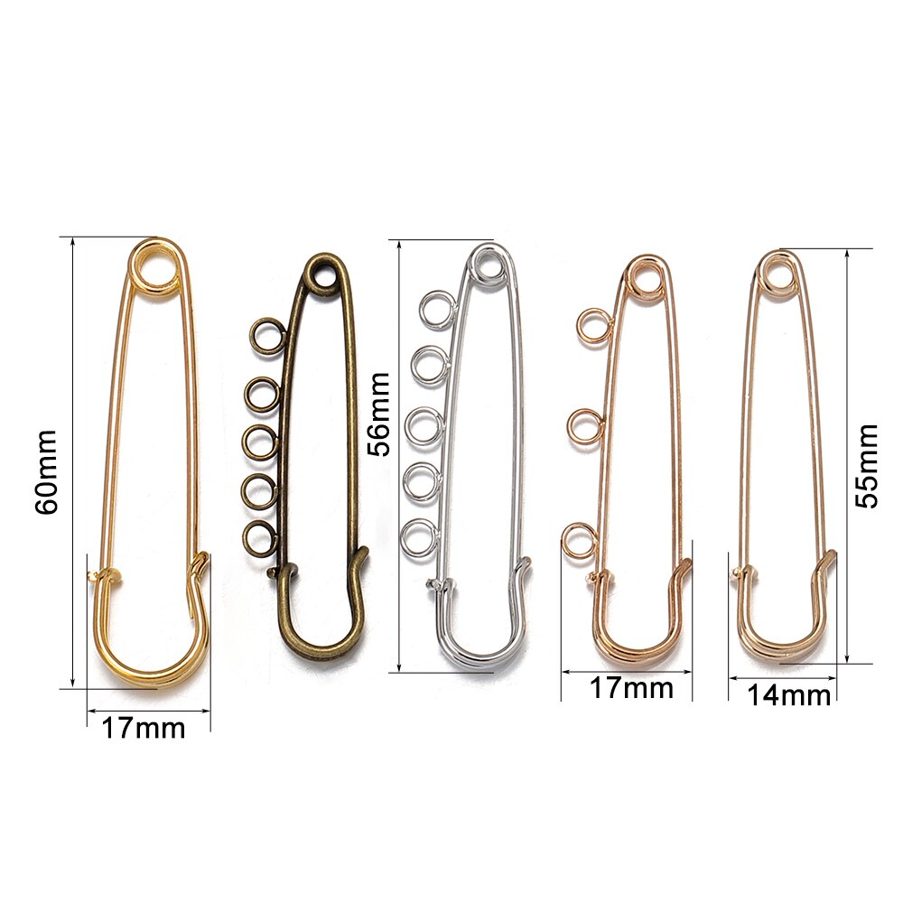 20Pcs/lot Gold Multi Size 5 Circle Holes Brooches DIY Hijab Pin For Jewelry Making Baby Name Safety brooch Garment Pins Findings