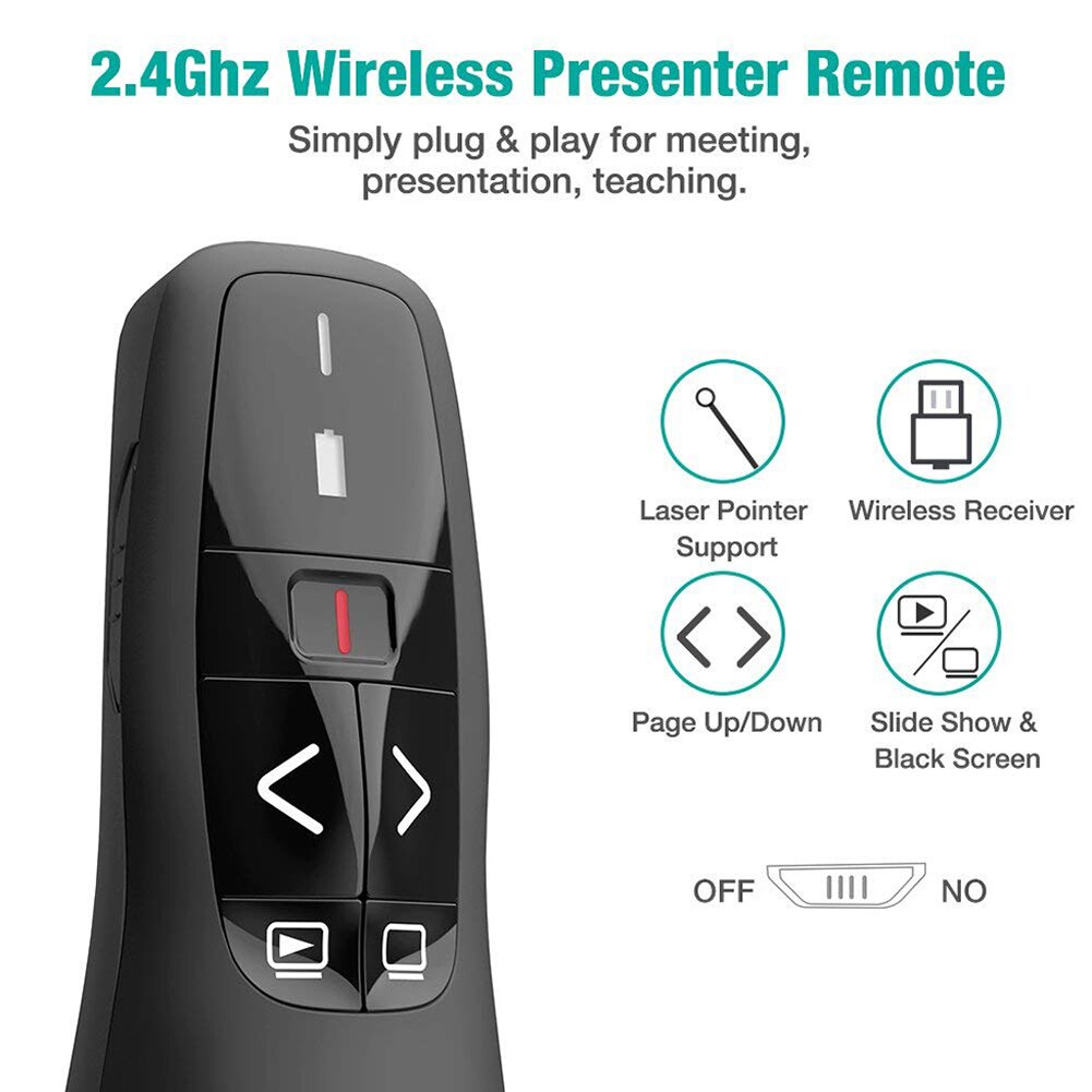 Wireless Presenter Simple Enduring 2.4GHz USB Wireless Presenter for PowerPoint Presentation Remote Clicker