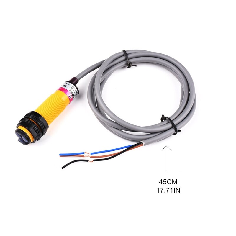 Smart Car Robot E18-D80NK Infrared Obstacle Avoidance Photoelectric Sensor Proximity Switch 80cm/31.5'' Detection Range Adjustab