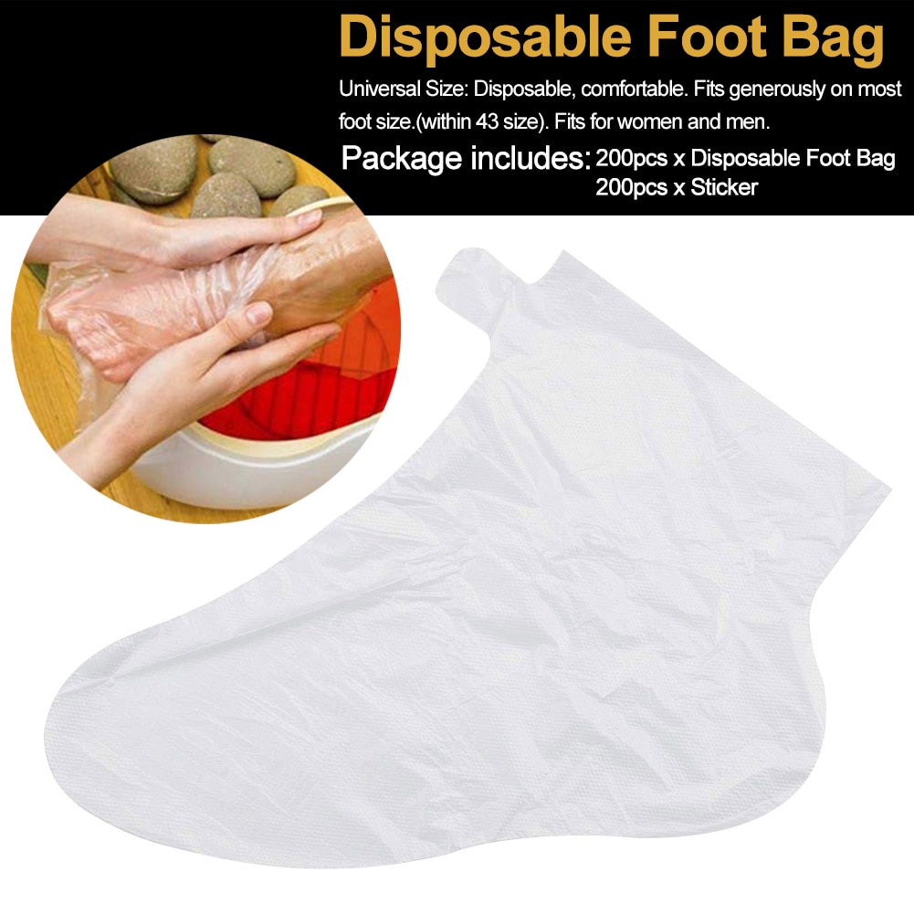 Calcetines térmicos para el cuidado de la piel, patucos desechables de PE, bolsas de Pies Grandes transparentes, para Spa, parafina, para baño y pedicura, 200 Uds.