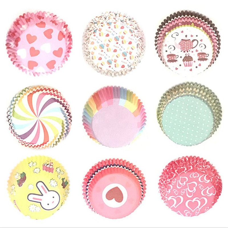 100Stck Regenbogen Cupcake Papier Liner Muffin Fällen Tasse Kuchen Deckel Backblech Küche Zubehör Gebäck Dekoration Werkzeuge