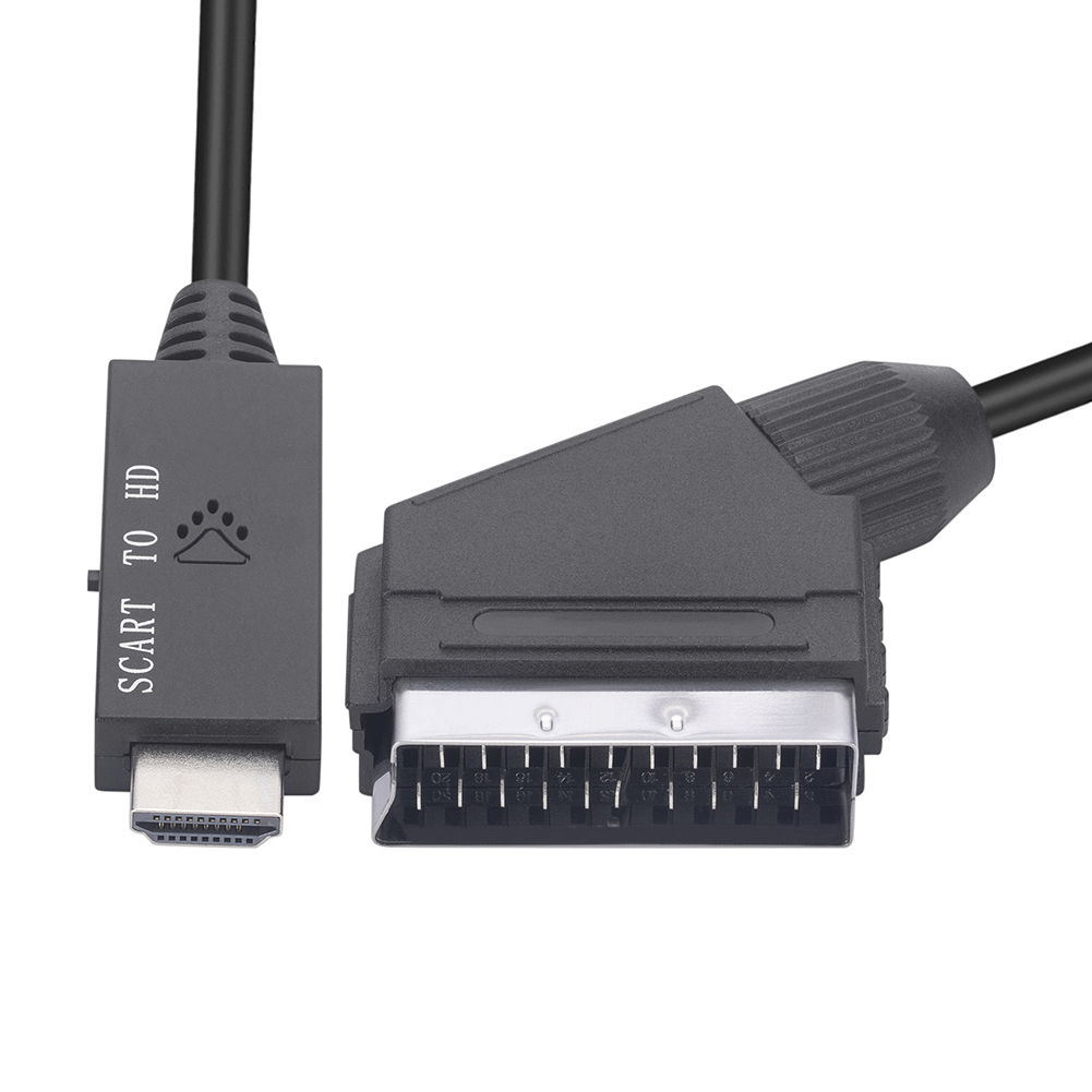 HD 1080P Scart naar HDMI-compatibele converteradapter Scart mannelijk naar HDMI vrouwelijk audio-video-adapter met USB-kabel voor HDTV/DVD/PC