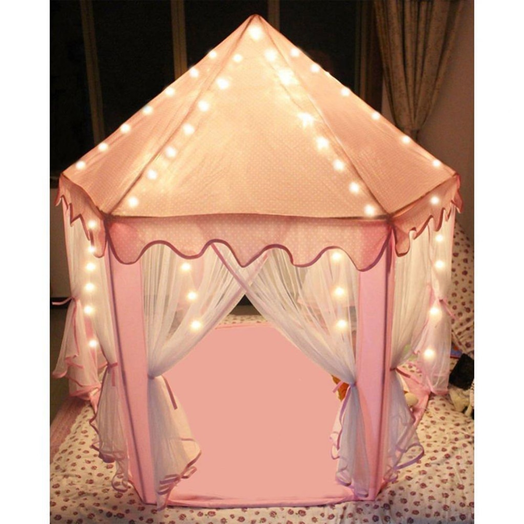 Hexagon Playhouse Tapijt Baby Kruipen Mat Tapijt Voor Meisjes Prinses Kasteel Kids Peuters Spelen Tent Playhouse (Roze)