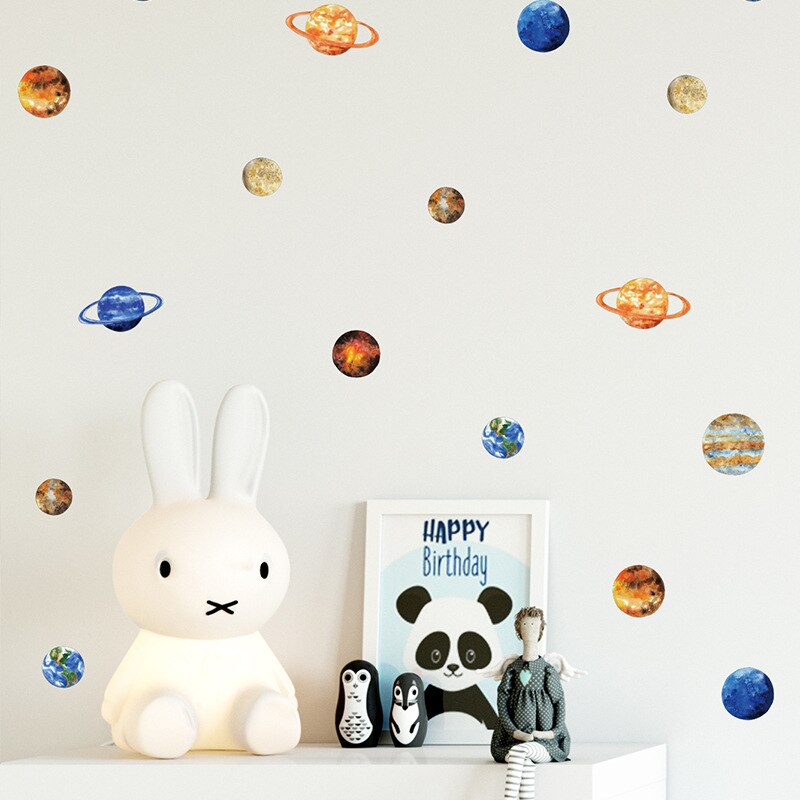Stickers muraux de planète arc-en-ciel et nuage, stickers créatifs, pour chambre d'enfant et maternelle, pour chambre de bébé ou de fille, DIY bricolage