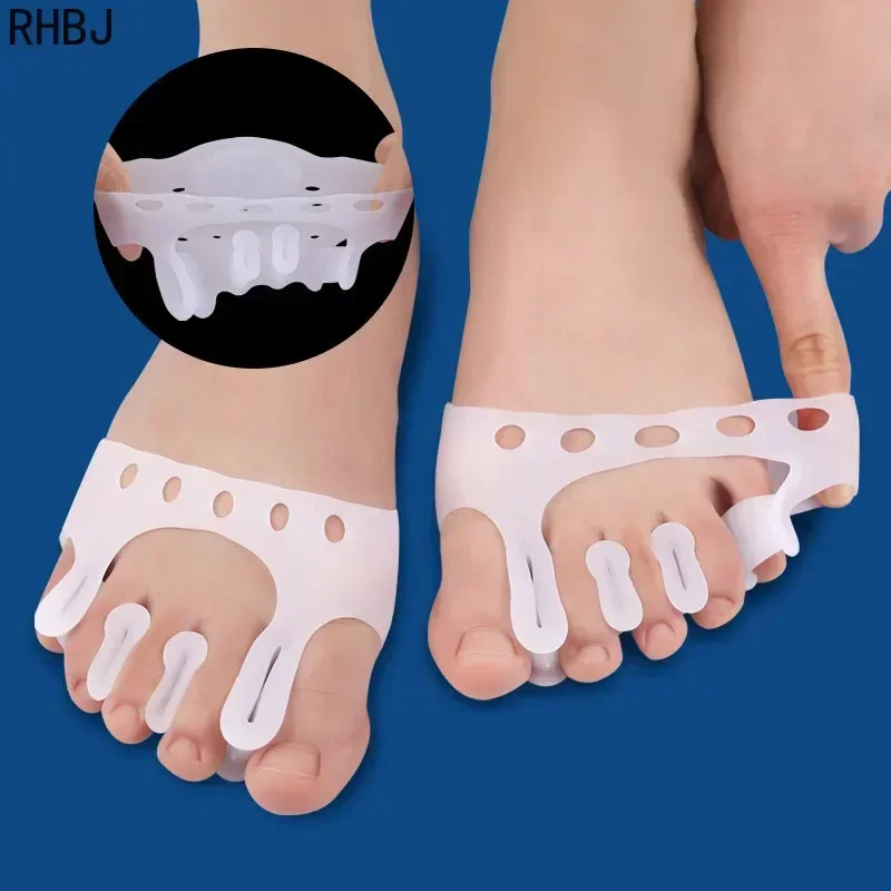 RHBJ 2 Stuks Siliconen Voorvoet Pads Pijnbestrijding Orthesen Teen Separator Anti-Slip Protector Schoenen Inlegzolen Kussen Voetverzorging gereedschap