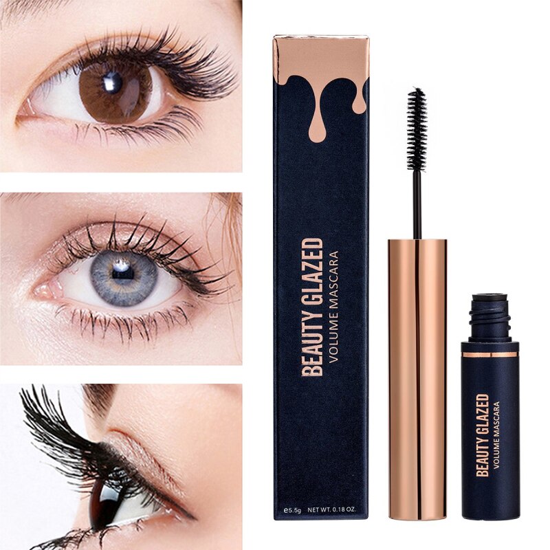 4D Seide Faser Mascara Wasserdicht Schnelle Trockenen Natürliche Weiche Lange Curl Make-Up Schwarz Mascara Dicke Kosmetik Wimpern Verlängerung TSLM1