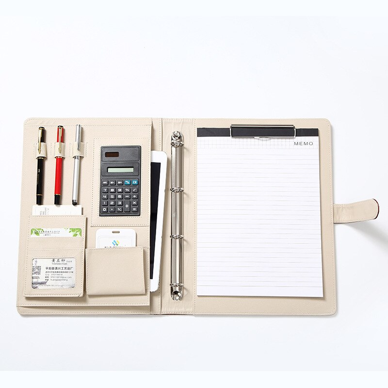 Document Organizer Folder A4 Spiral Notebook With Calculator 4 Ring Binder Manager Briefcase Office Portfolio Bag Hand Clip File