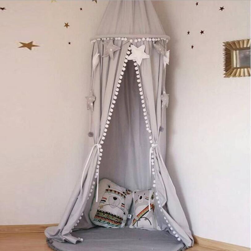 Børns baldakin børneseng baldakin med bold kvast baby hængende spille spil telt krybbe værelse indretning rundt hængt kuppel myggenet
