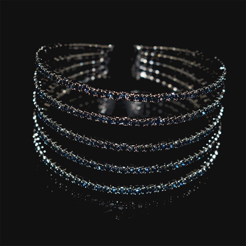 Bracciale elegante classico braccialetti aperti bracciale da donna con strass bracciale in cristallo rosso oro bracciale da sposa gioielli da sposa: SZ-5row-marina militare