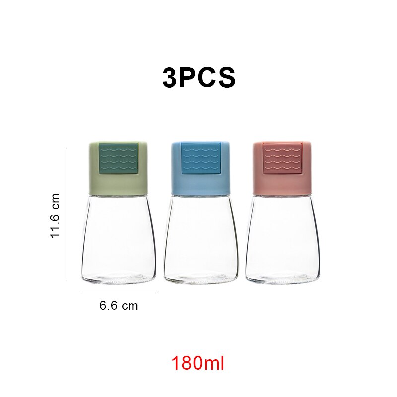 0.5g Metering Salt Glass Spice Salt Jar Sea Salt Shaker Dispenser Bottle Quantitative Seasoning Jar for Steak BBQ Home Barbecue: 3pcs Colors A