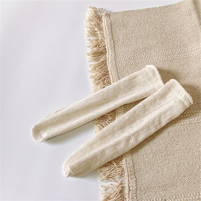 Nuovi calzini alti al ginocchio per bambini di marca estiva scava fuori calzini sottili per bambini Unisex calzini in maglia di cotone neonate ragazzi neonati calzini: Beige