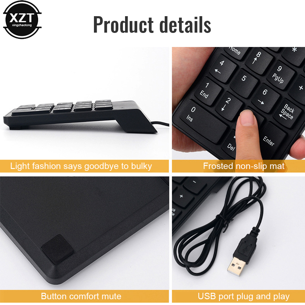 Universal numeric keypad USB Wire Mini number Keyboard keycap for Laptop Desktop PC Computer Numpad 18 Keys Keyboard accountant
