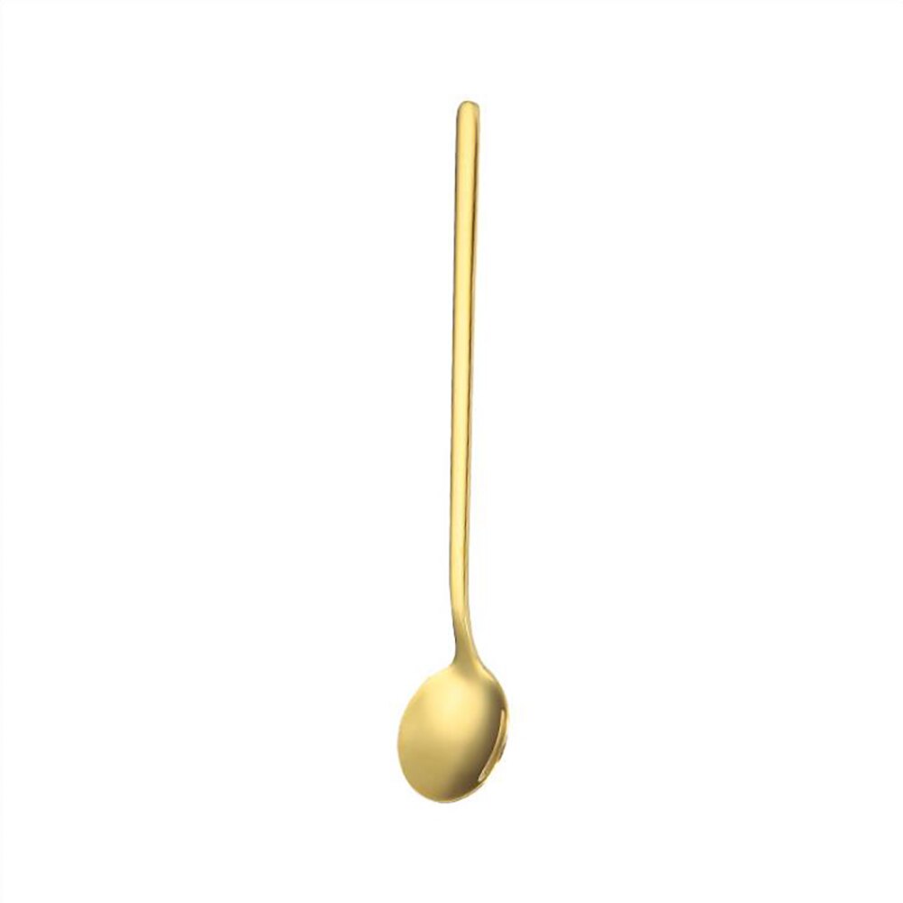 1Pcs 304 Stainless Steel Spoon Small Round Spoon For Ice Cream Dessert Spoon Coffee Stirring Spoon Round Head Spoon: Gold