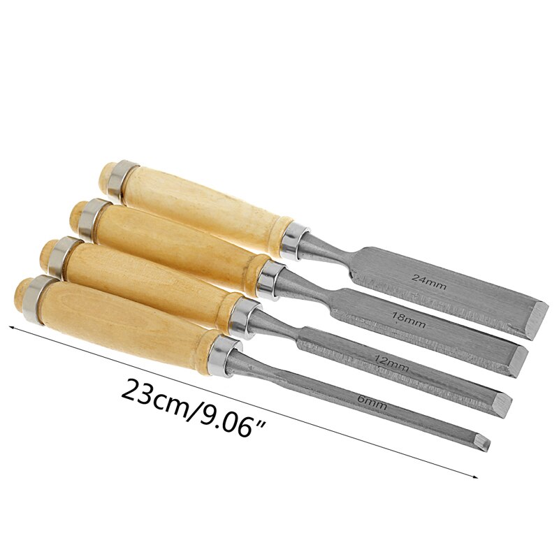 4Pcs/Set Wood Sculpture Flat Chisel DIY Woodworking Hand Tool
