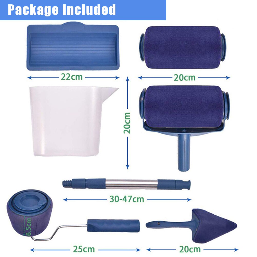 7pcs Multifunctional Paint Runner Pro Roller Brush Tool Set Paint Roller Set Room Wall Painting Brushes Set Home Repack Tool