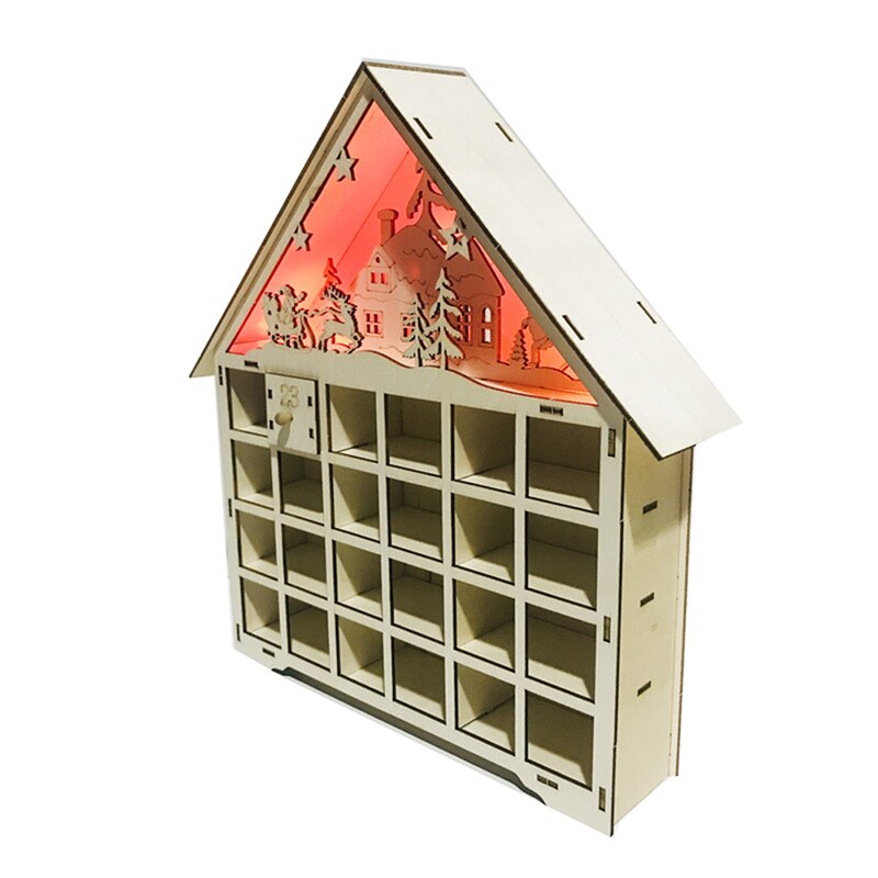 Countdown Christmas Party Decor Christmas DIY Wooden Countdown Advent Calendar With LED light Ornament Decor