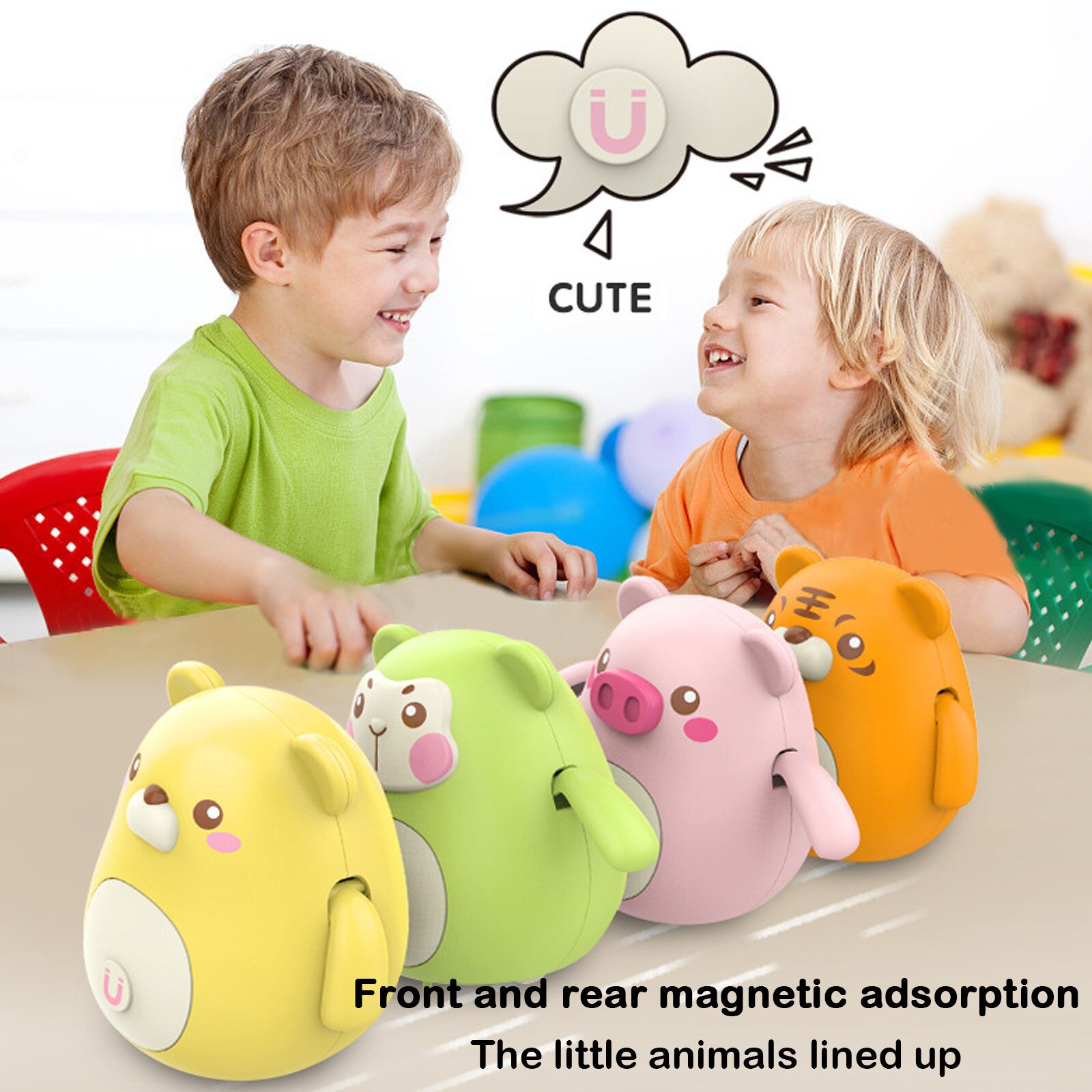 8Pcs Schommelstoel Dier Speelgoed Magnetische Elektrische Wandelen Set Perfect Interactieve Voor Babies Elektrische Kinderen Educatief Speelgoed
