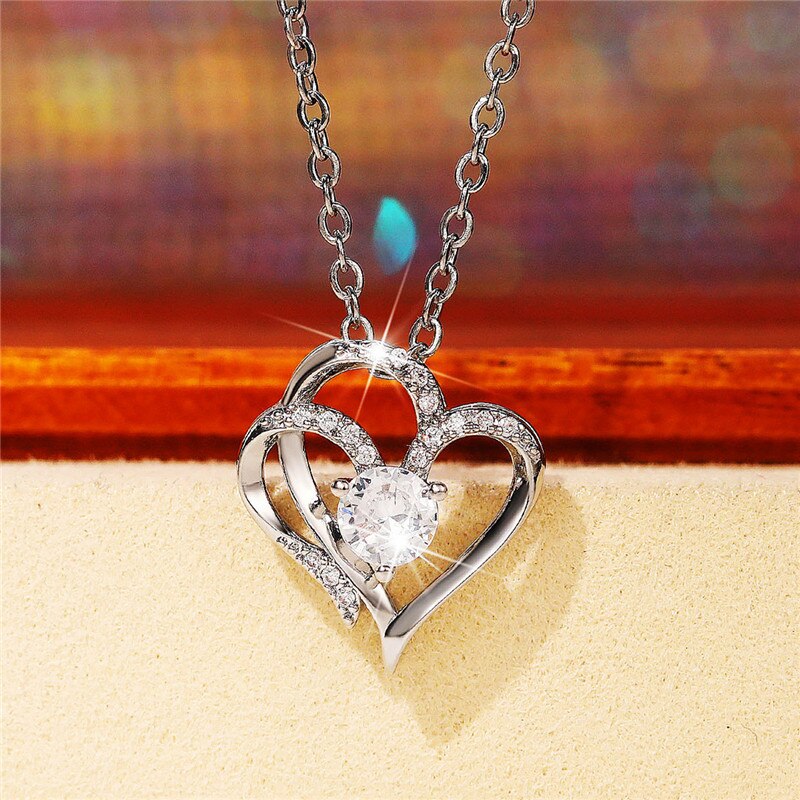 Huitan Vrouwen Liefde Ketting Met Aaa Crystal Zirconia Engagement Bruiloft Accessoires Sieraden: XL486