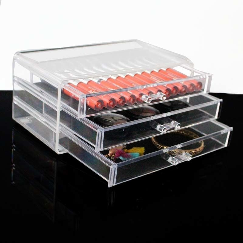 Large Capacity Storage Box Dressing Table Cosmetic Lipstick Storage Rack Transparent Drawer Desktop Finishing Box Acrylic