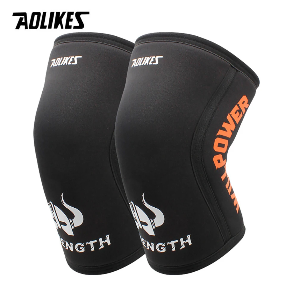 AOLIKES 1 Paar 7mm Neopreen Sport Kniebeschermers Compressie Gewichtheffen Druk Crossfit Training Kniebeschermers Ondersteuning Vrouwen Mannen