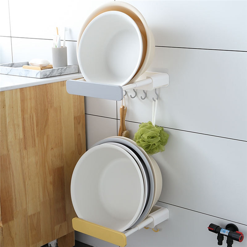 Multifunctional Clothes Hanger Storage Rack Organization Concealed Bathroom And Kitchen Supplies Telescopic Washbasin Rack