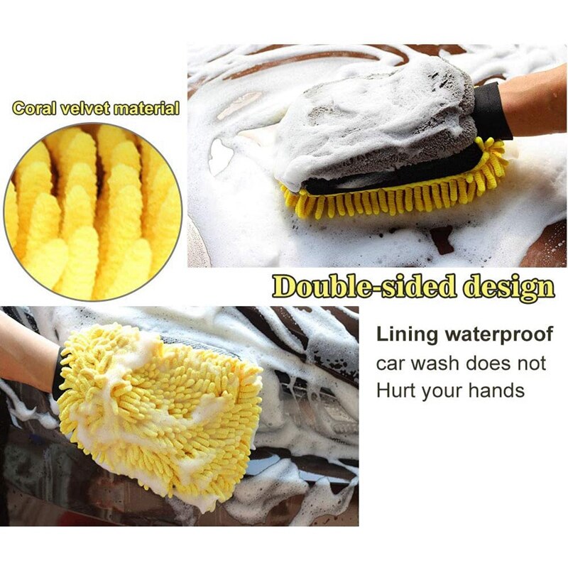 2 stuks autowashandschoen, microvezel anti-kras, dubbelzijdige schoonmaakhandschoenen, sets zachte, veelzijdige schoonmaakdoeken