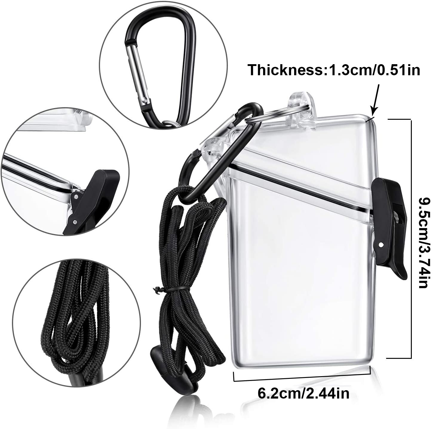 Waterproof ID Card Badge Holder Case Sports Case with Lanyard and Keychain Surfing Accessories