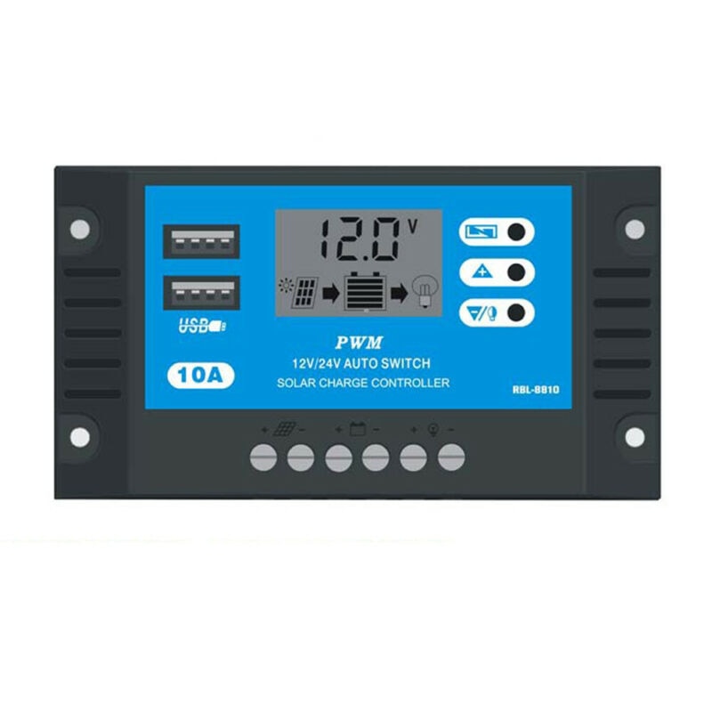 Controladores solares automáticos para el hogar, Panel LCD 10A /20A /30A, regulador de batería MPPT Solar, controlador de carga USB Dual con 5V/2A