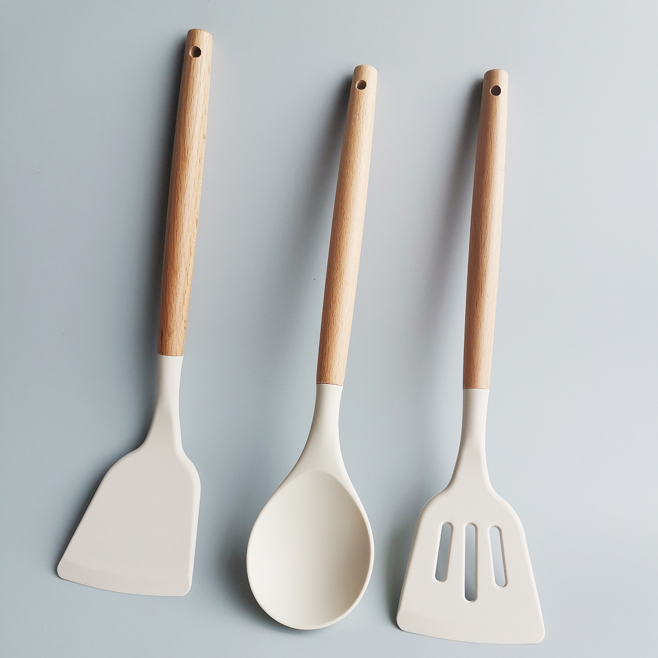 Kitchen Cooking Tool 12Pcs Food Grade Silicone Cookware Utensils Spatula Spoon with Wooden Handle,Kitchenware Gadgets Sets