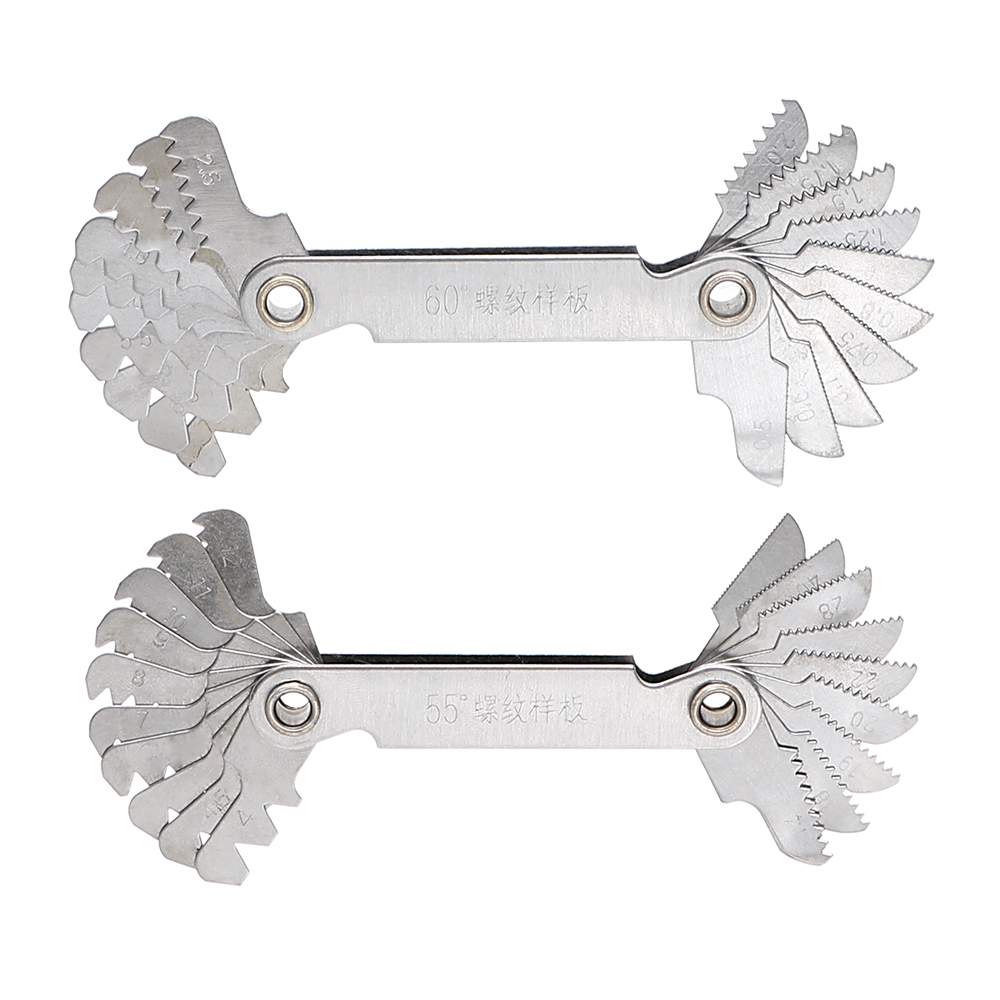 NICEYARD Measuring Tool Metric & Whitworth Pitch 60 and 55 Degree Screw Thread Gage Gauge 20 Blades Metal Folding