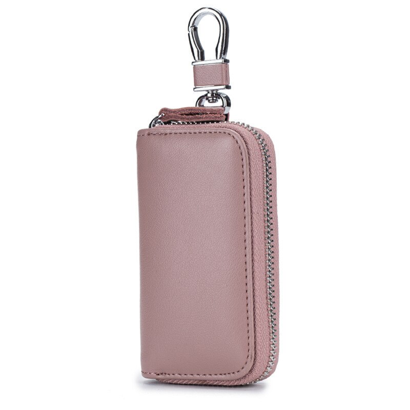 Vrouwen Echt Lederen autosleutel houder Portefeuilles Roze Kleine Portemonnee Dames Portemonnee Voor Meisjes Mini Keys Organizer Tassen Sleutelhanger Clip: Dark Pink