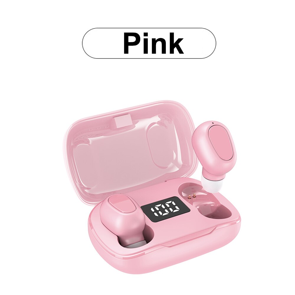 Tws bluetooth-oordopjes, draadloos, sport, hardlopen, hifi, stereo, bluetooth 5.0- koptelefoon, touch control, draadloze oordopjes voor iphone: Roze