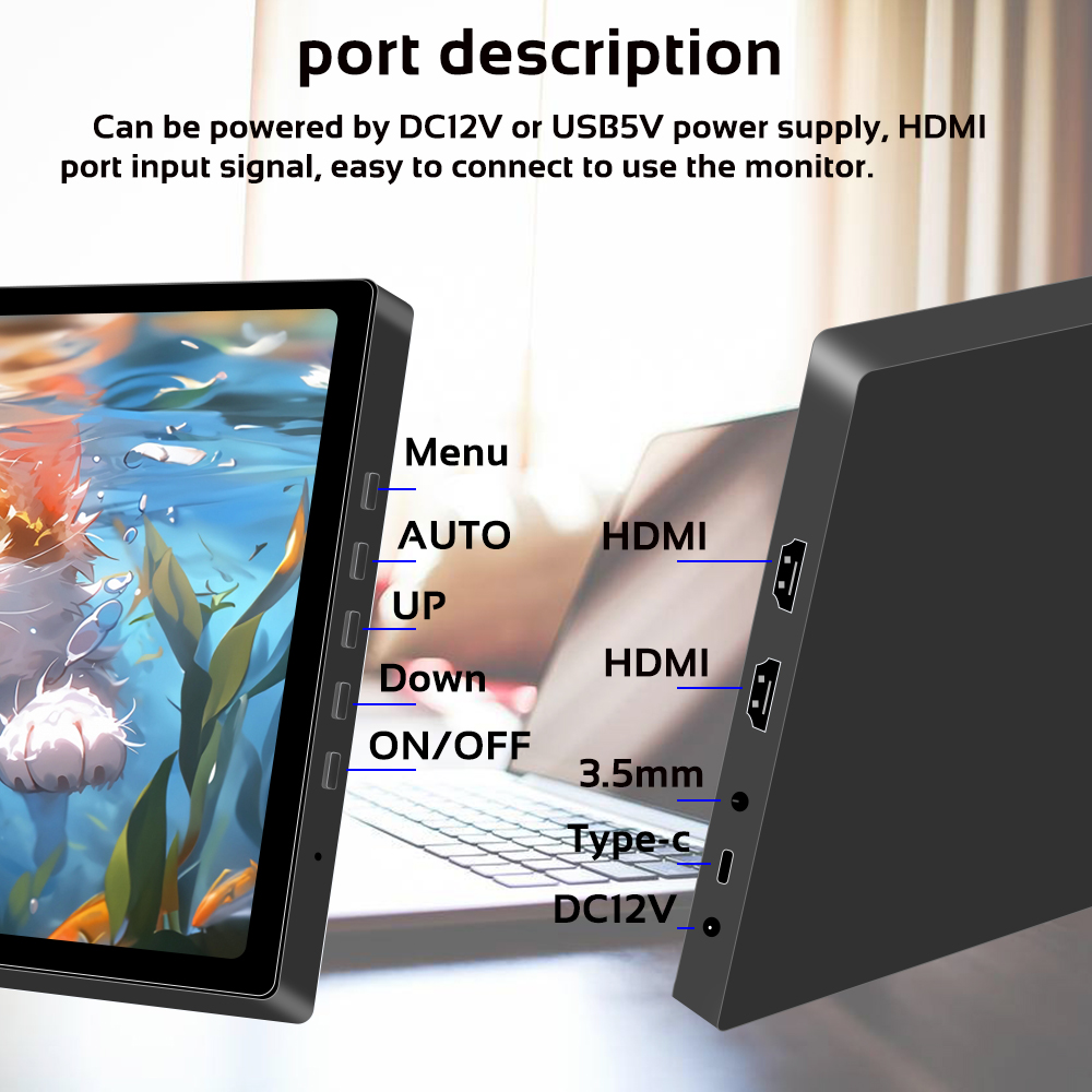 8 Inch Draagbare Monitor 800*480 Tft Touchscreen Lcd-Scherm Voor Raspberry Pi Windows Hdmi-Compatibel