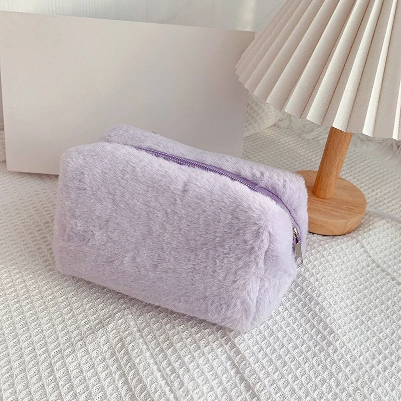 Leopard Fur Makeup Bags for Women Soft Travel Cosmetic Bag Organizer Case Lady Girls Make Up Case Necessaries Handbags Case: Yellow