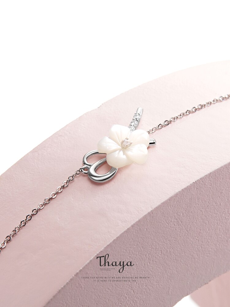 Thaya Rosa Weiße Blume Sets Natürliche shell 925 Sterling Silber Ohrringe Halskette Armband Sets für Frauen Schmuck