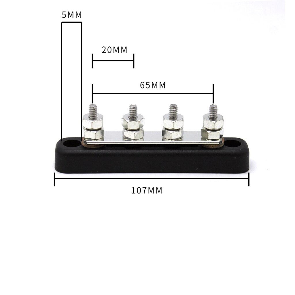 4 Position Terminal Distribution Block - Terminal Strip Blocks ,with 100A DC, 48A AC (Black)