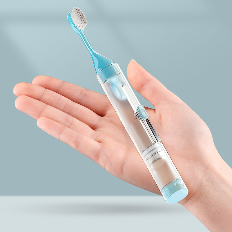 Portátil Folding Travel Toothbrush Set, Ferramentas criativas de limpeza dentária, Pode segurar o creme dental, 1pc