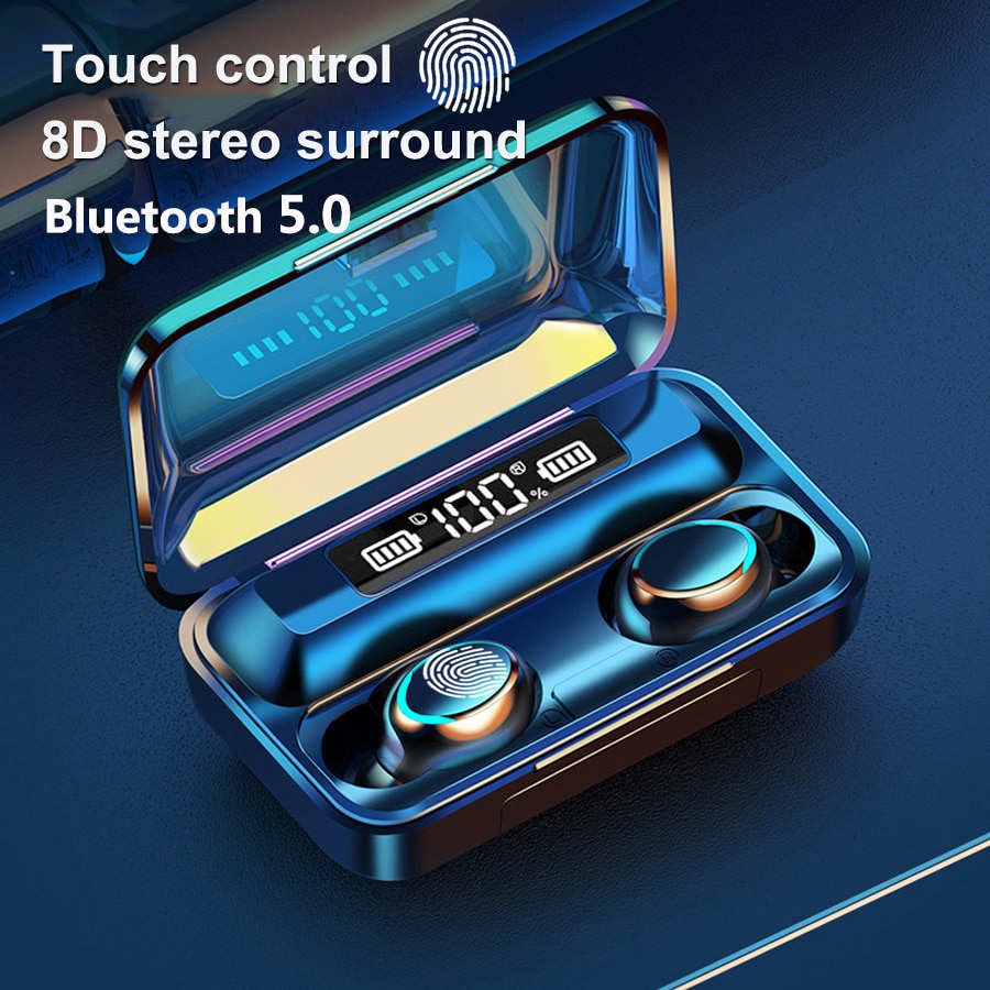 F9-5 tws 5.0 bluetooth oordopjes draadloze oordopjes 8d bas stereo in-ear oordopjes handsfree headset met microfoon oplaadcassette